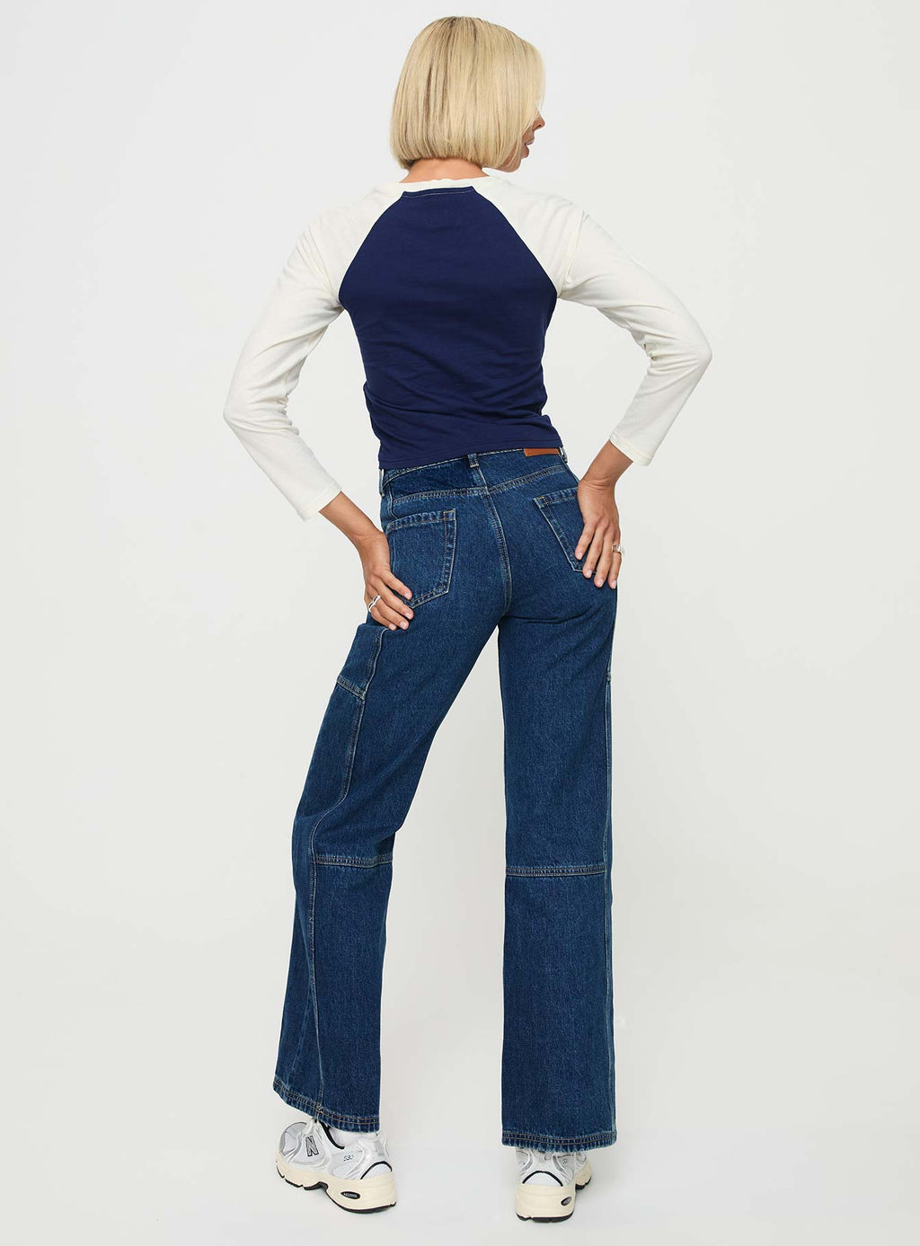 Chad High Rise Wide Leg Cargo Jeans Dark Wash Denim