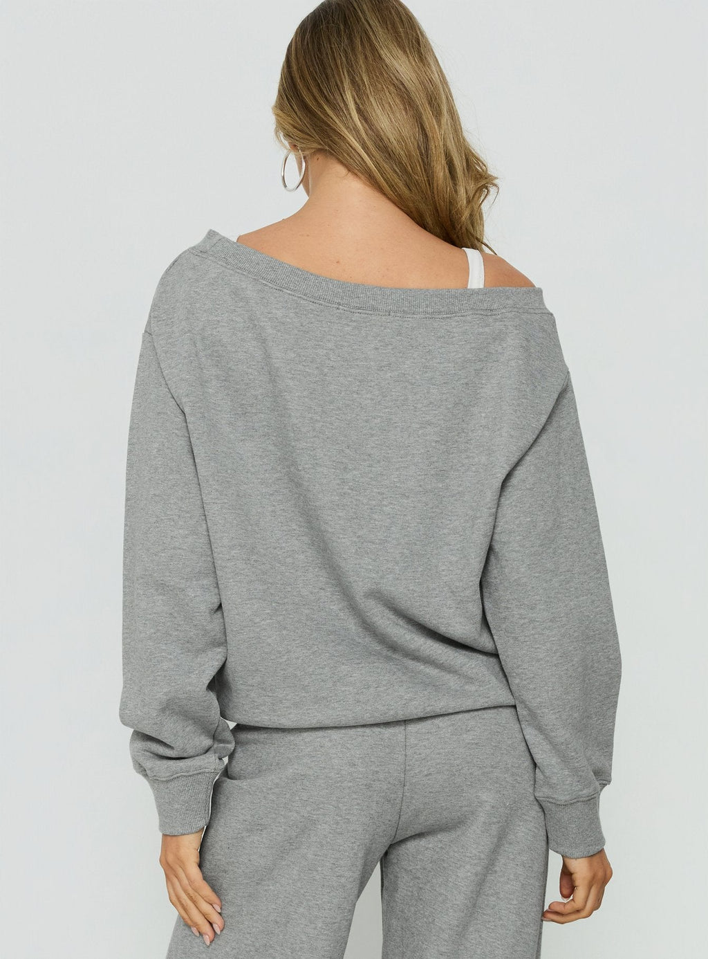 Wellness Off The Shoulder Sweatshirt Dark Grey Marle