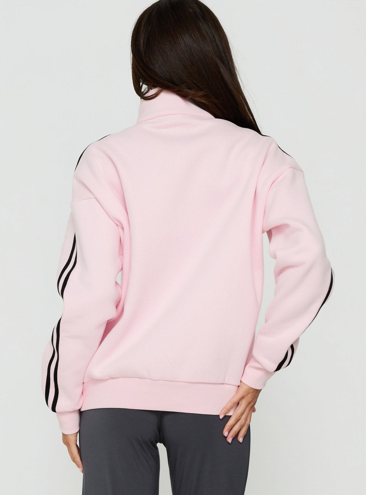 Keeran Funnel Neck Fleece Sweatshirt Pink / Black