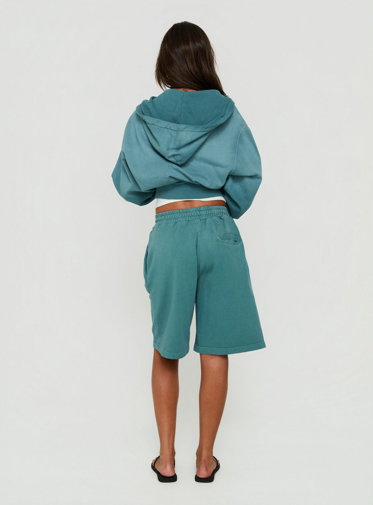 Fleece Baggy Jort Washed Teal