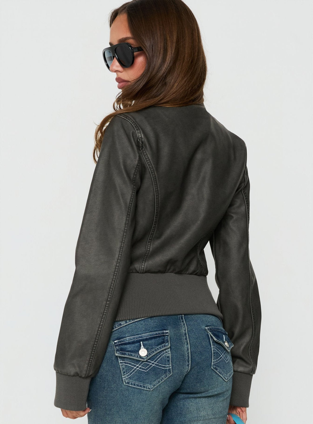 Marykate Funnel Neck Fitted Jacket Washed Black