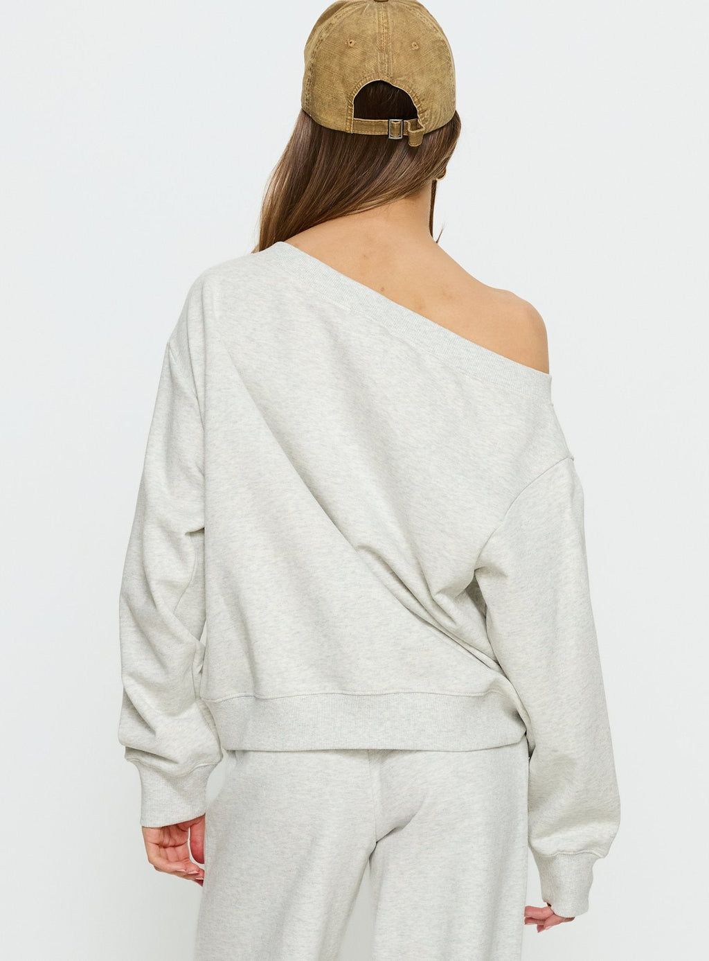 Wellness Off the Shoulder Sweatshirt Grey Marle