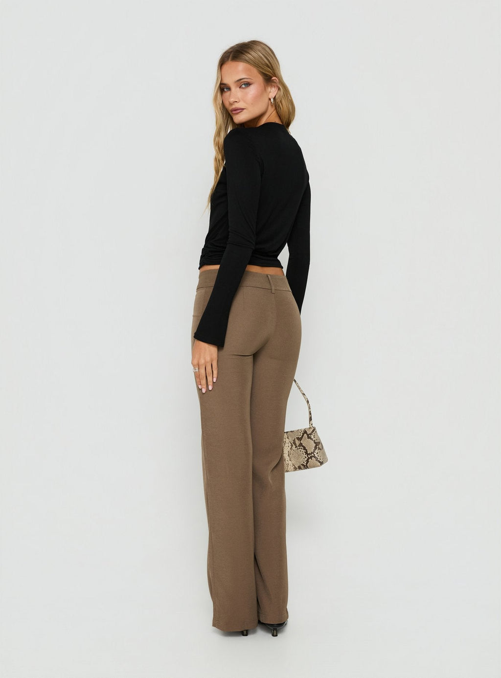 Jordanna Belted Straight Pants Brown