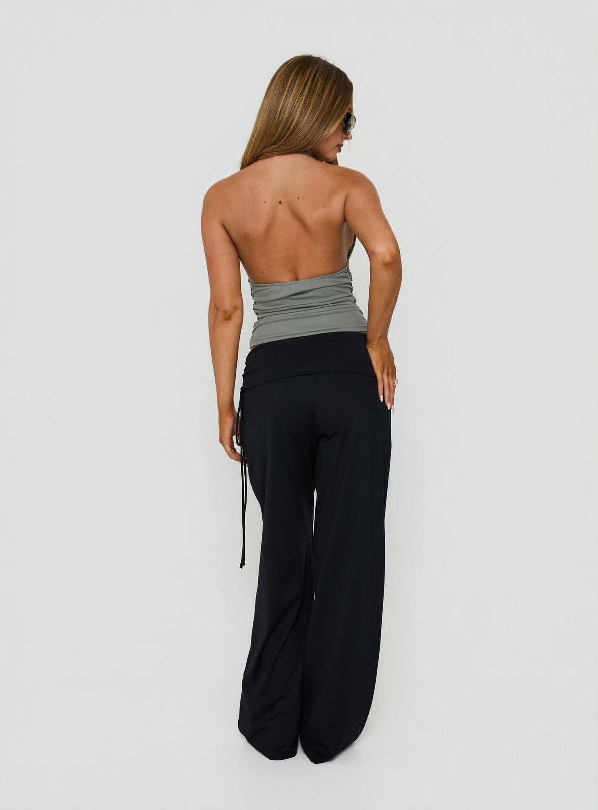 Daily Define Ruched Tie Side Pants Black
