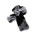 Fur Story FS19503 Womens Rex Rabbit Fur Scarf Ladies Flowers Crochet Winter Warm Knitted Fashion Scarf Scarves for Women