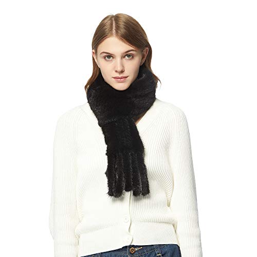 Womens Knitted Mink Fur Scarf For Winter Warm Shawl Scarves Fur Story FS050303