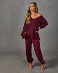Darling Dream Knit V Neck Lace Trim Sweater