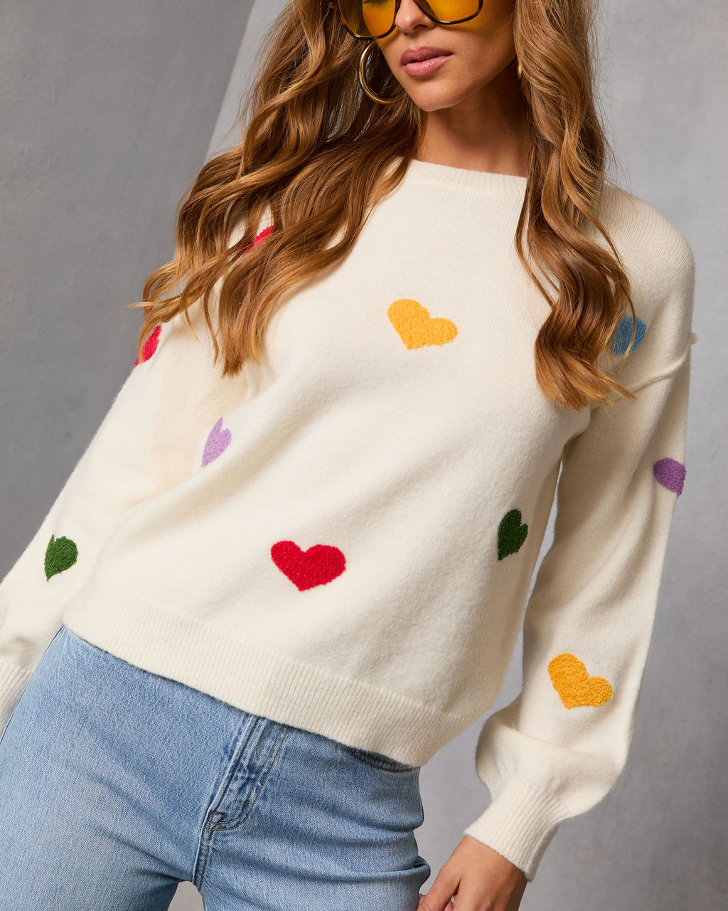 Daily Heartbeat Multicolor Heart Print Sweater