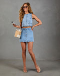 Lerah Scallop Denim Mini Skirt