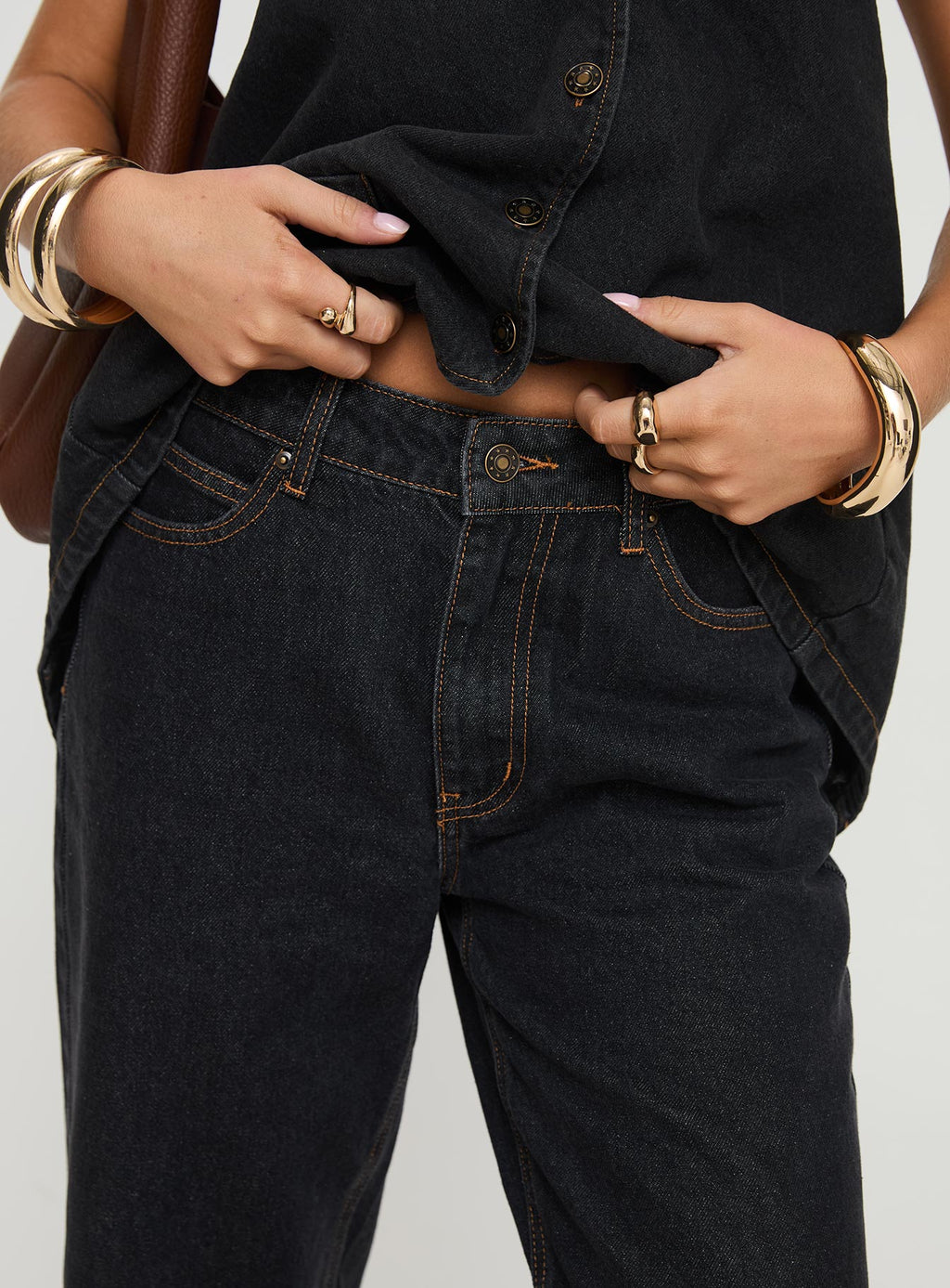 Top Model Low Rise Straight Leg Jeans Charcoal