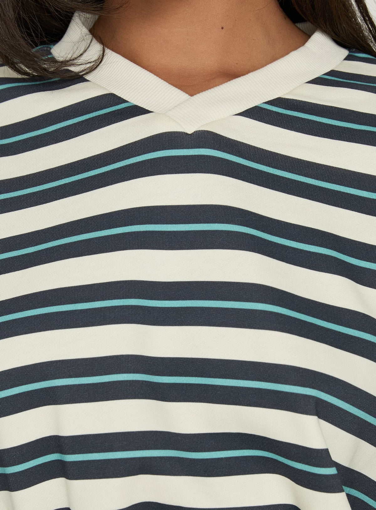 Opollo V Neck Jumper Blue Multi Stripe