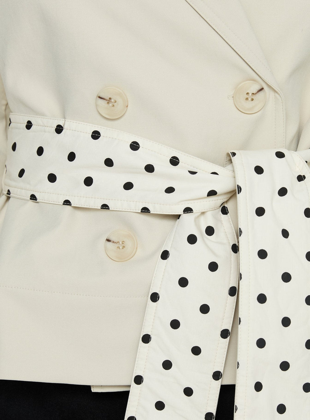 Meriana Cropped Trench Beige Polka Dot