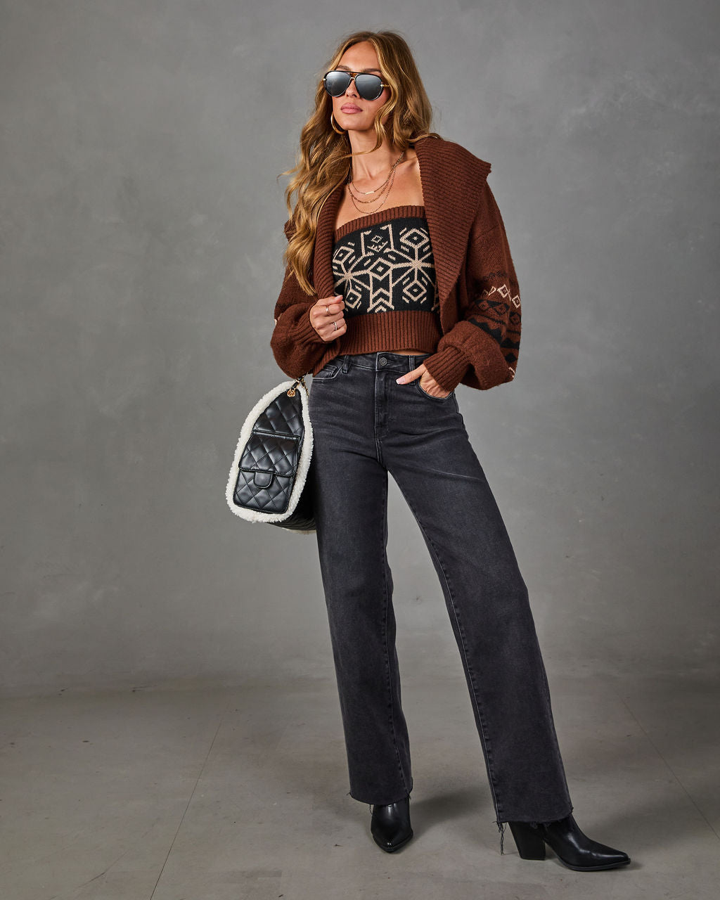 Lillianna Knit Abstract Cardigan Set