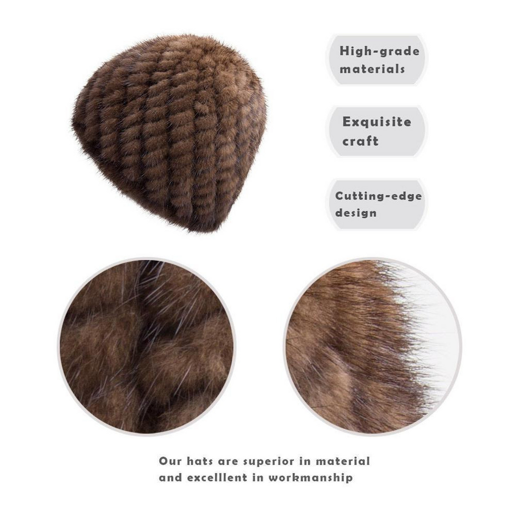 Womens Hats Winter Knitted Real Mink Fur Cap Women Fur Hat Winter Hat Headgear Ears Warmer Headdress Mink Women Hat Womens Hats & Caps Fur Story FS13603