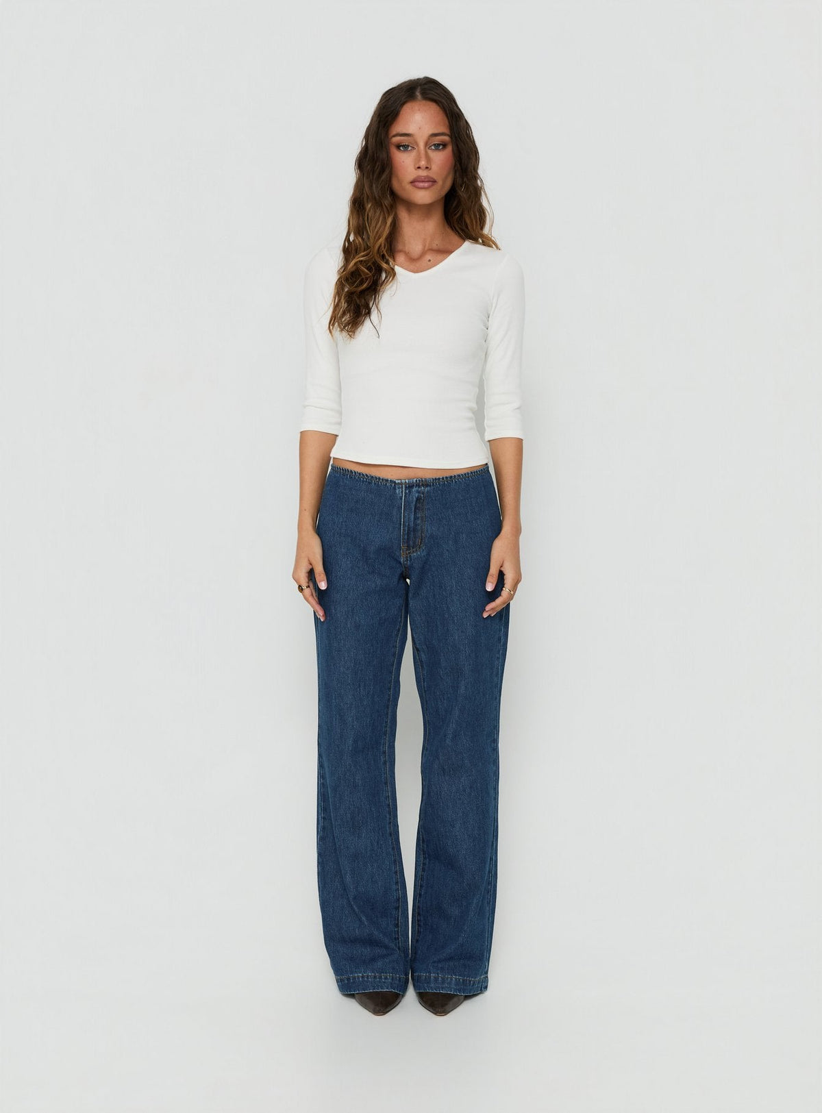 Buenos No Waist Low Rise Straight Leg Jeans Dark Indigo