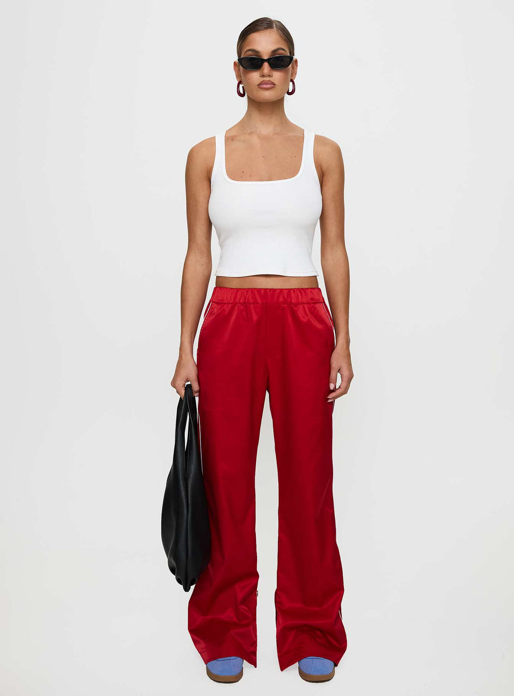 Travalta Satin Track Pant Red
