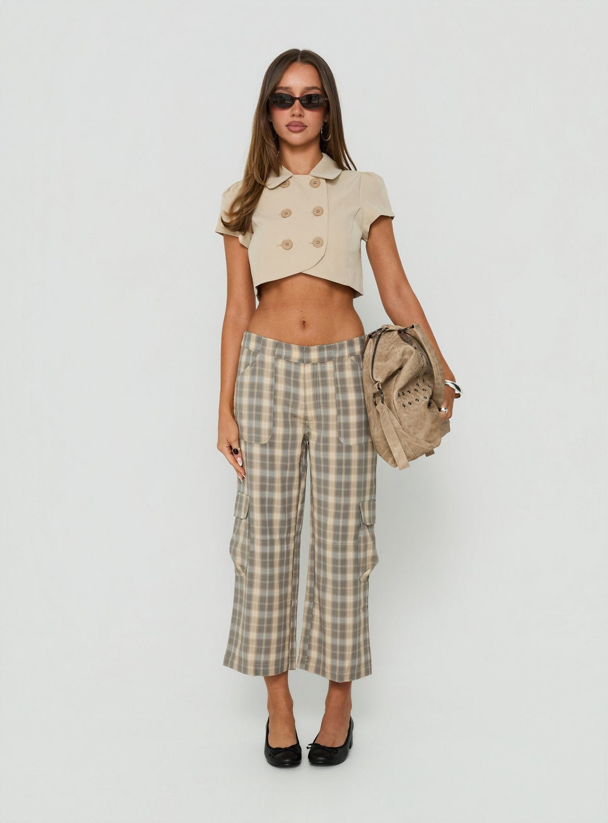 Indee Cropped Cargo Pants Check