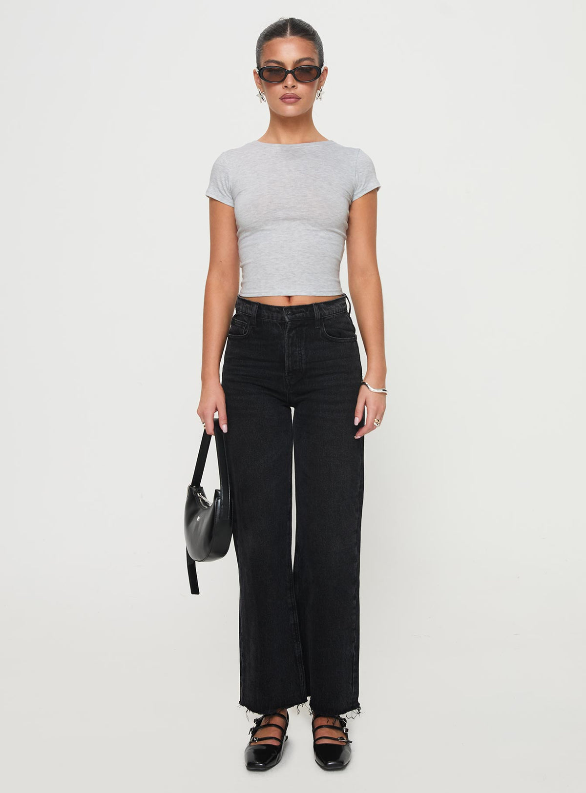 Fawcett High Rise Straight Leg Jeans Washed Black