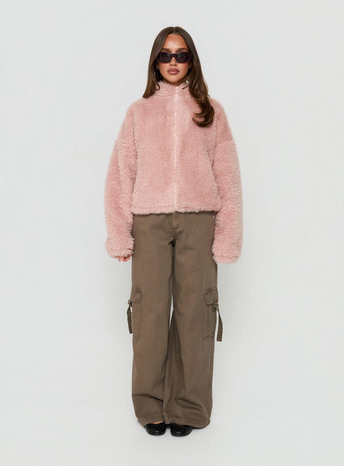 Jordynn Fleece Zip Through Jacket Dusty Pink