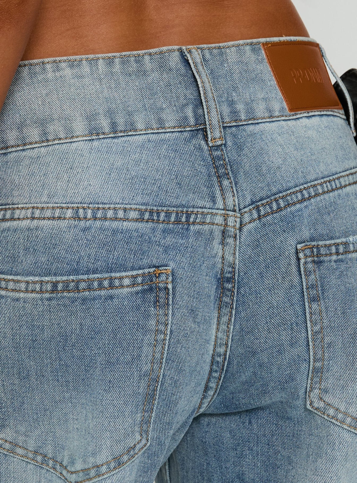 Ramos Low Rise Double Button Wide Leg Denim Jeans Light Vintage Blue
