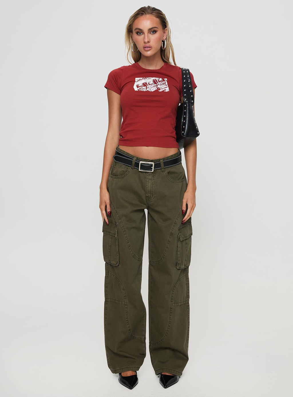 Ahstin Mid Rise Straight Leg Cargo Jeans Green Petite