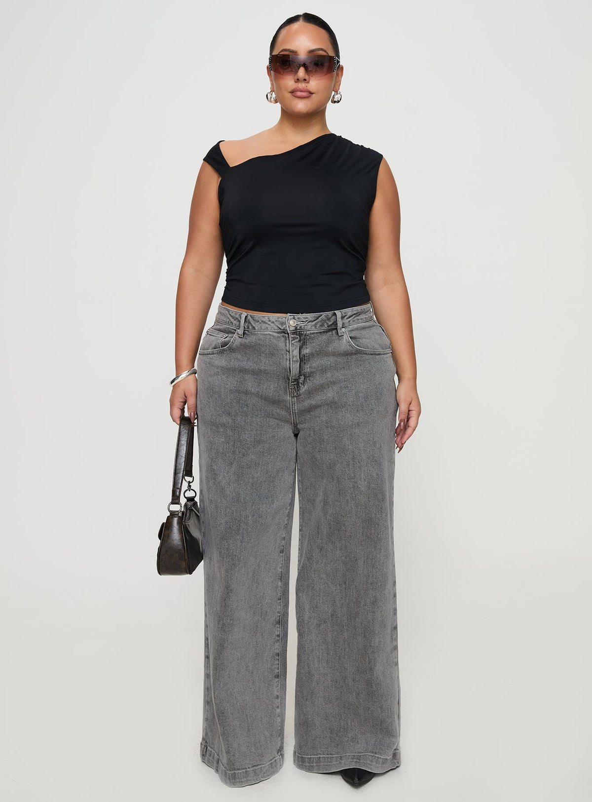 Wolfie High Rise Wide Leg Slouchy Jeans Steel Curve
