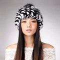 Hat with Ear Flaps Knitted Real Mink Fur Hat Fur Cap Fox Fur Pompom Beanie Headgear Headdress Head Warm Hat Fur Story FS14625