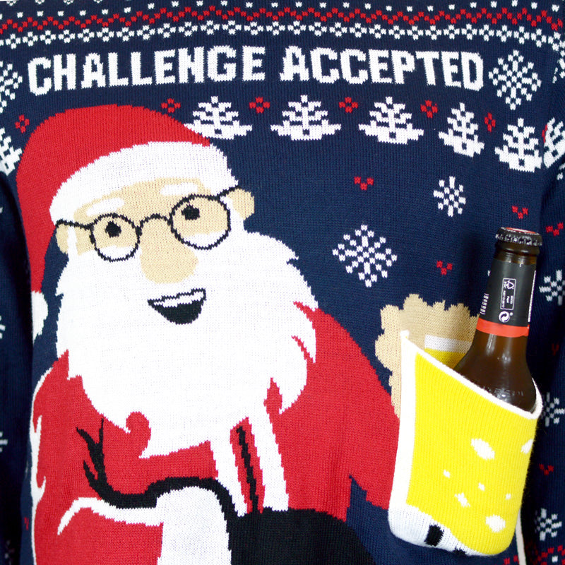 Womens Ugly Christmas Sweater with Beer Pocket 3D