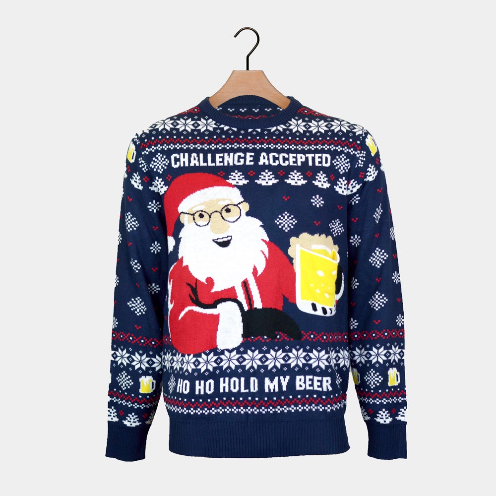 Womens Ugly Christmas Sweater with Beer Pocket 3D