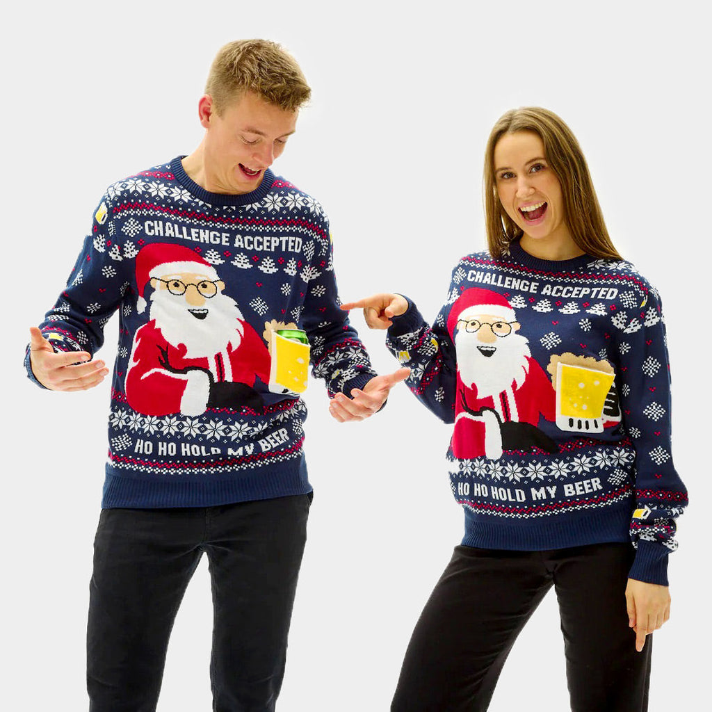 Womens Ugly Christmas Sweater with Beer Pocket 3D