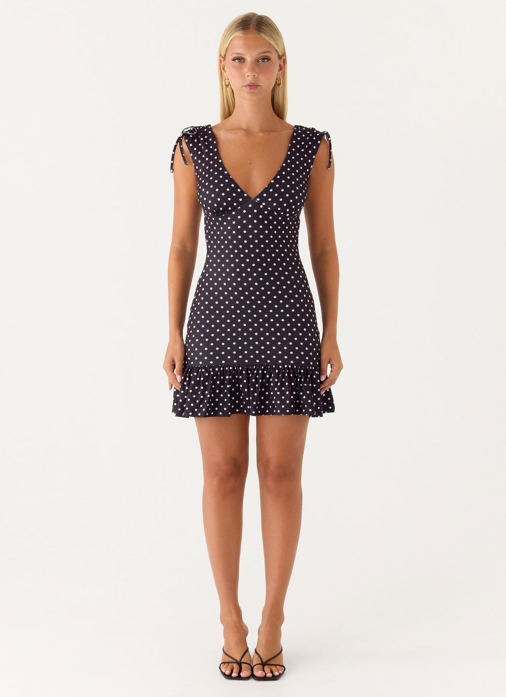 Acacia Mini Dress - Black Polkadot