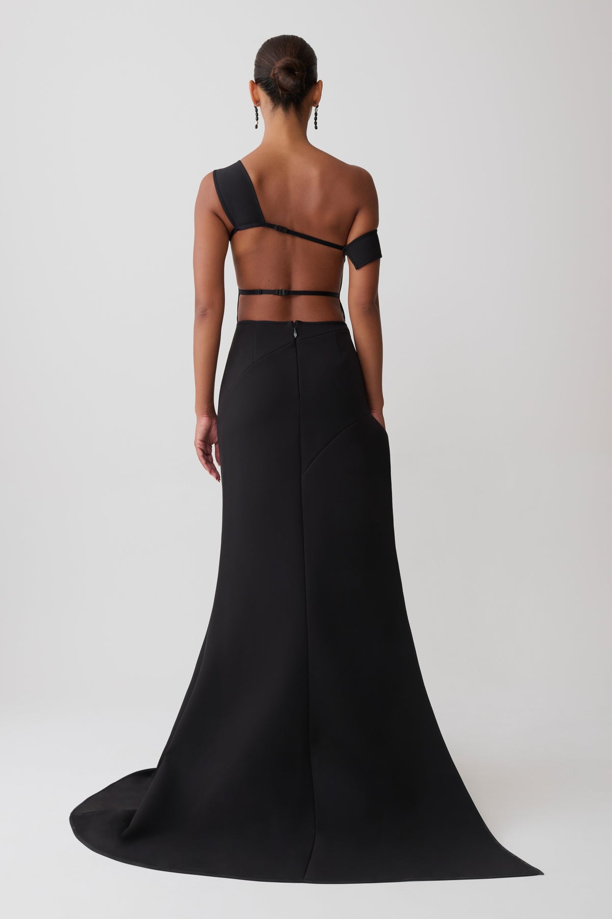 Carmine Asymmetrical Maxi Dress - Black/White
