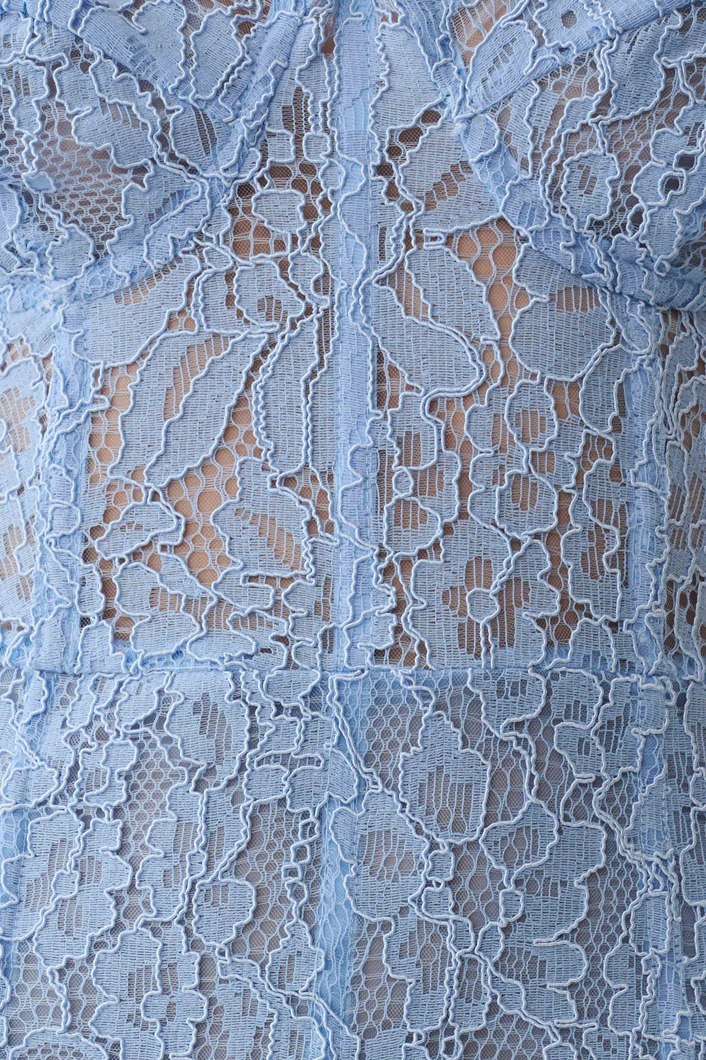 Ottilie Lace And Mesh Midi Dress - Sky Blue
