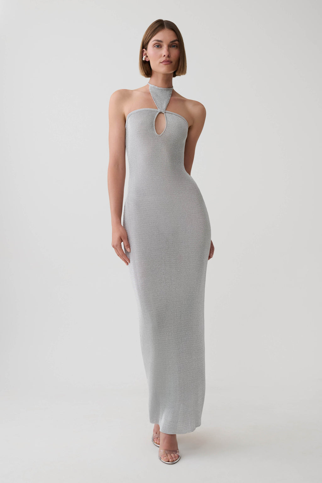 Lane Lurex Knit Maxi Dress - Silver