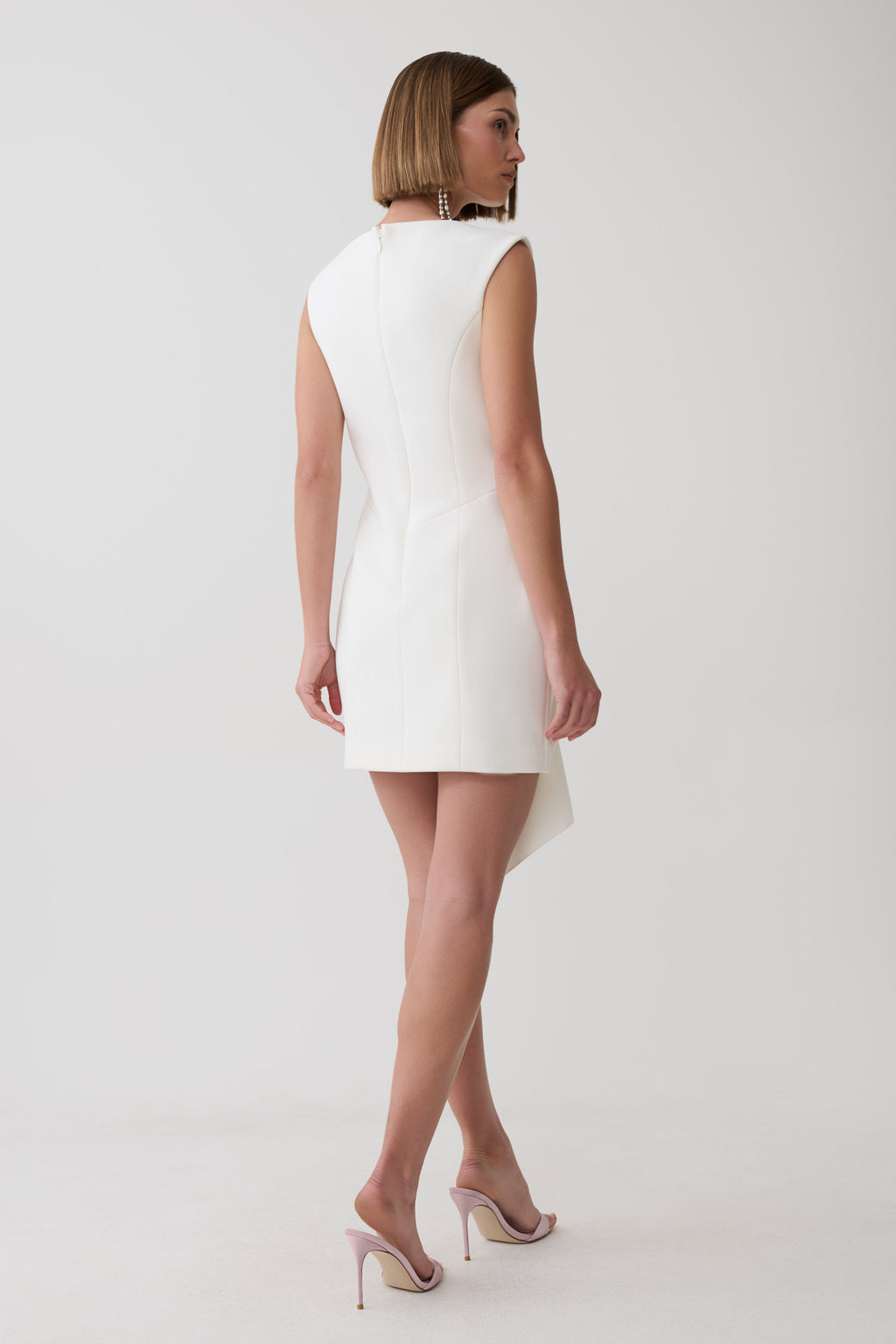 Jessica Crepe Draped Mini Dress - White