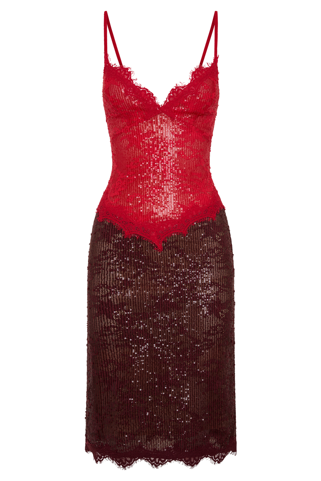 Jaimee Lace Midi Dress - Red