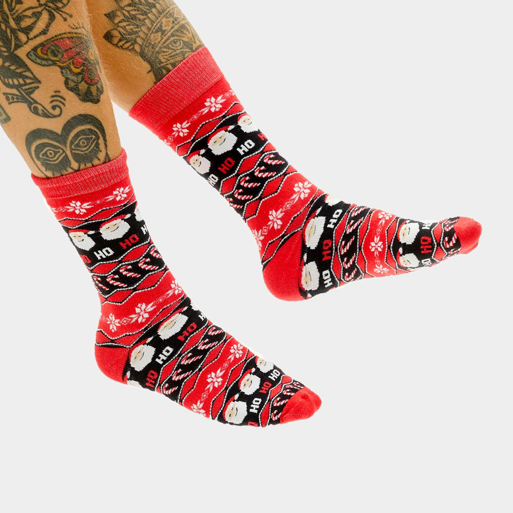 Red Unisex Ugly Christmas Socks Santa Claus Ho Ho Ho