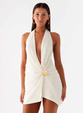 Eleanora Plunge Mini Dress - Ivory