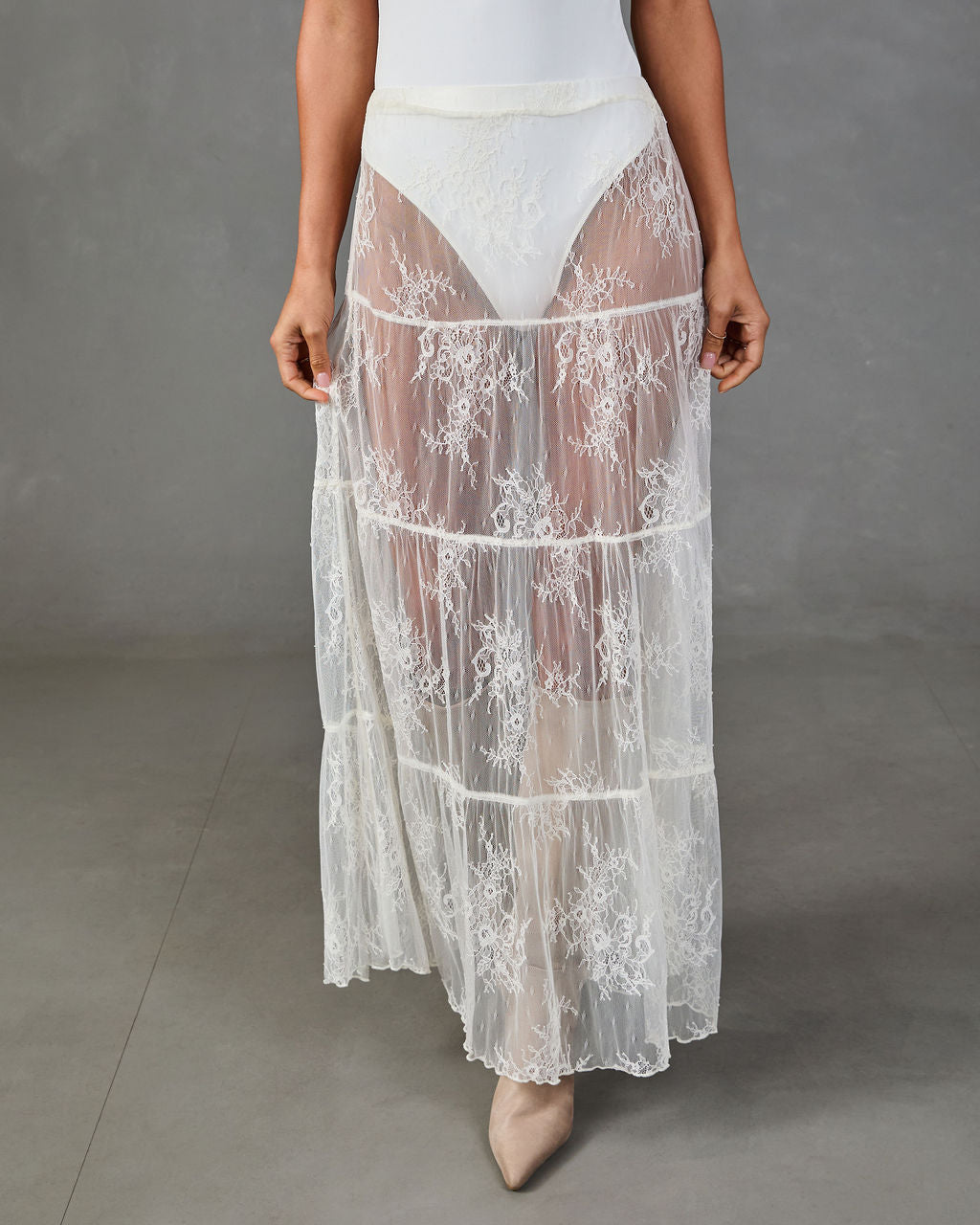 Mystic Moment Sheer Lace Maxi Skirt