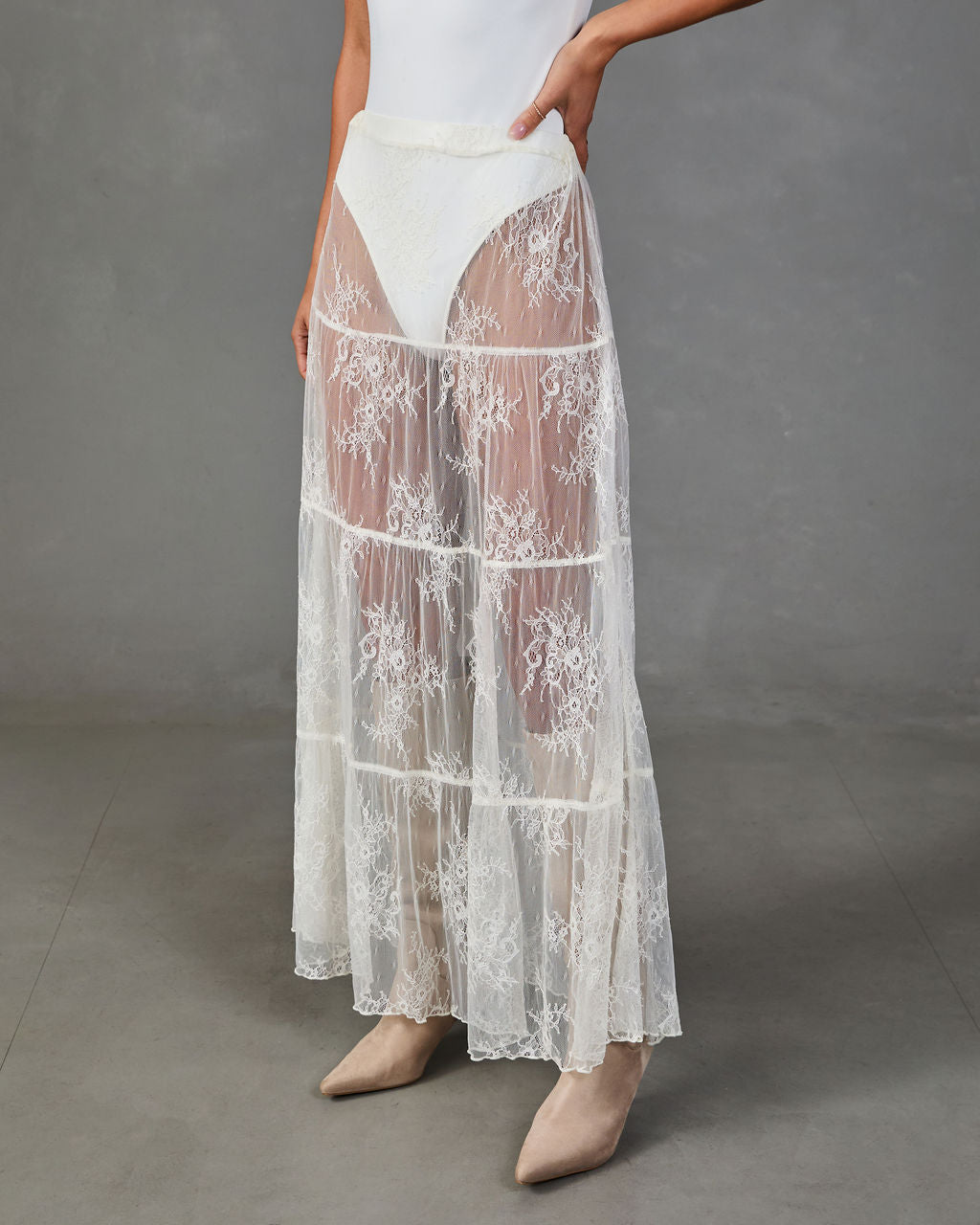 Mystic Moment Sheer Lace Maxi Skirt