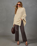 Tender Solace Knit Turtleneck Asymmetric Hem Sweater