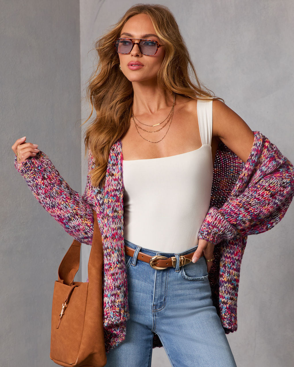 Soft Energy Multi Color Open Front Cardigan