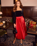 Home To You Pleated Satin Midi Skirt