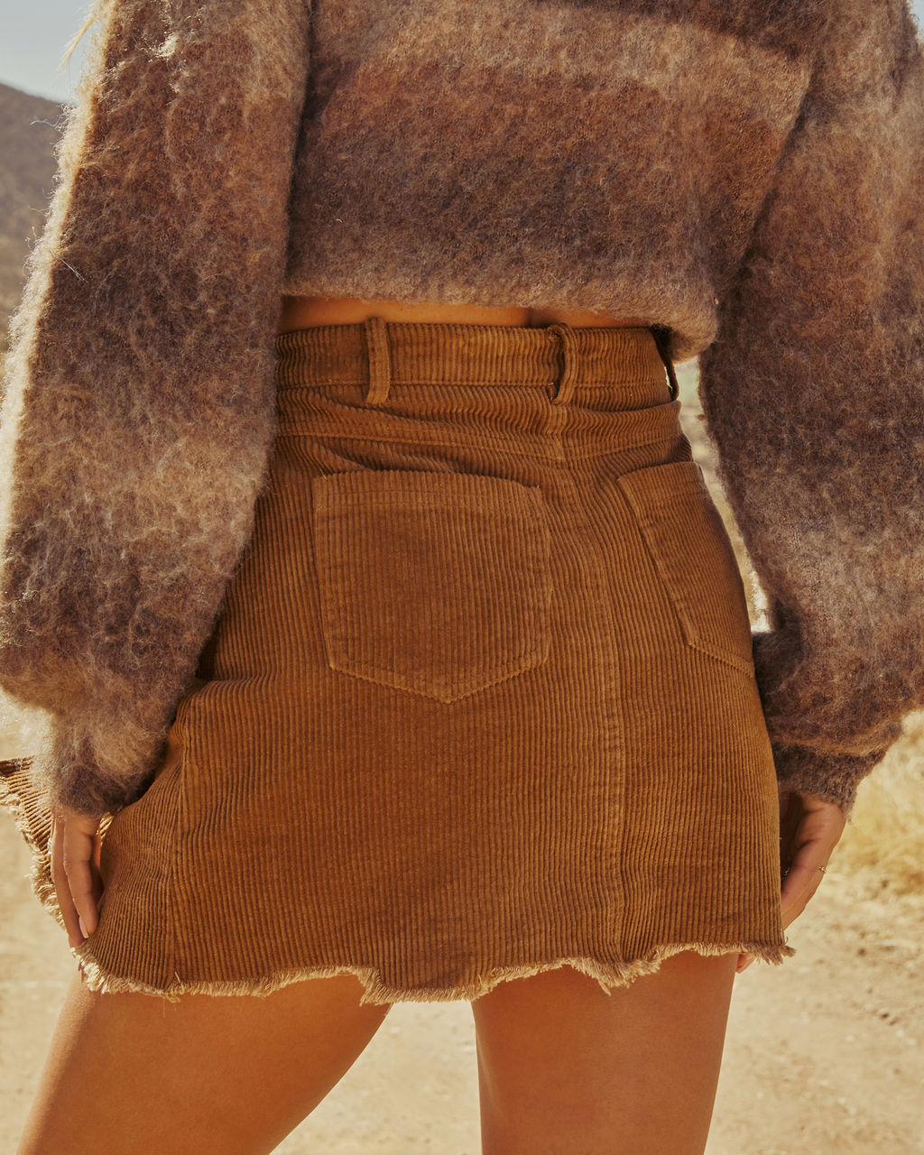 Cider Grace Wrap Corduroy Mini Skirt