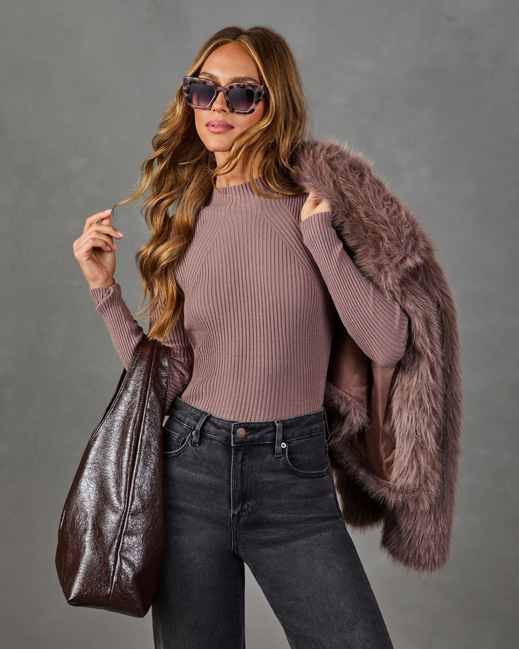 Tobey Ribbed Mock Neck Sweater