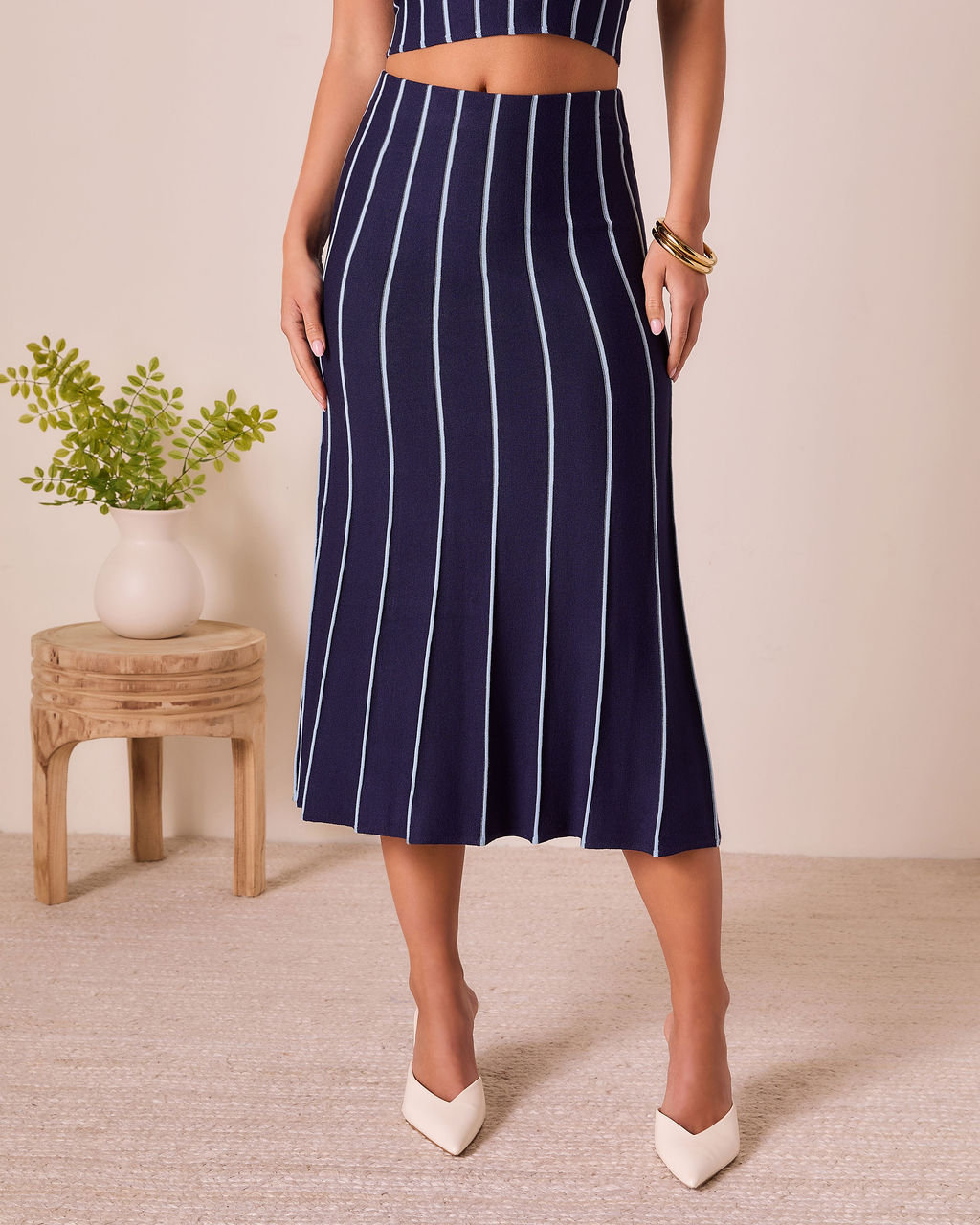 Ashlin Contrast Striped Maxi Skirt