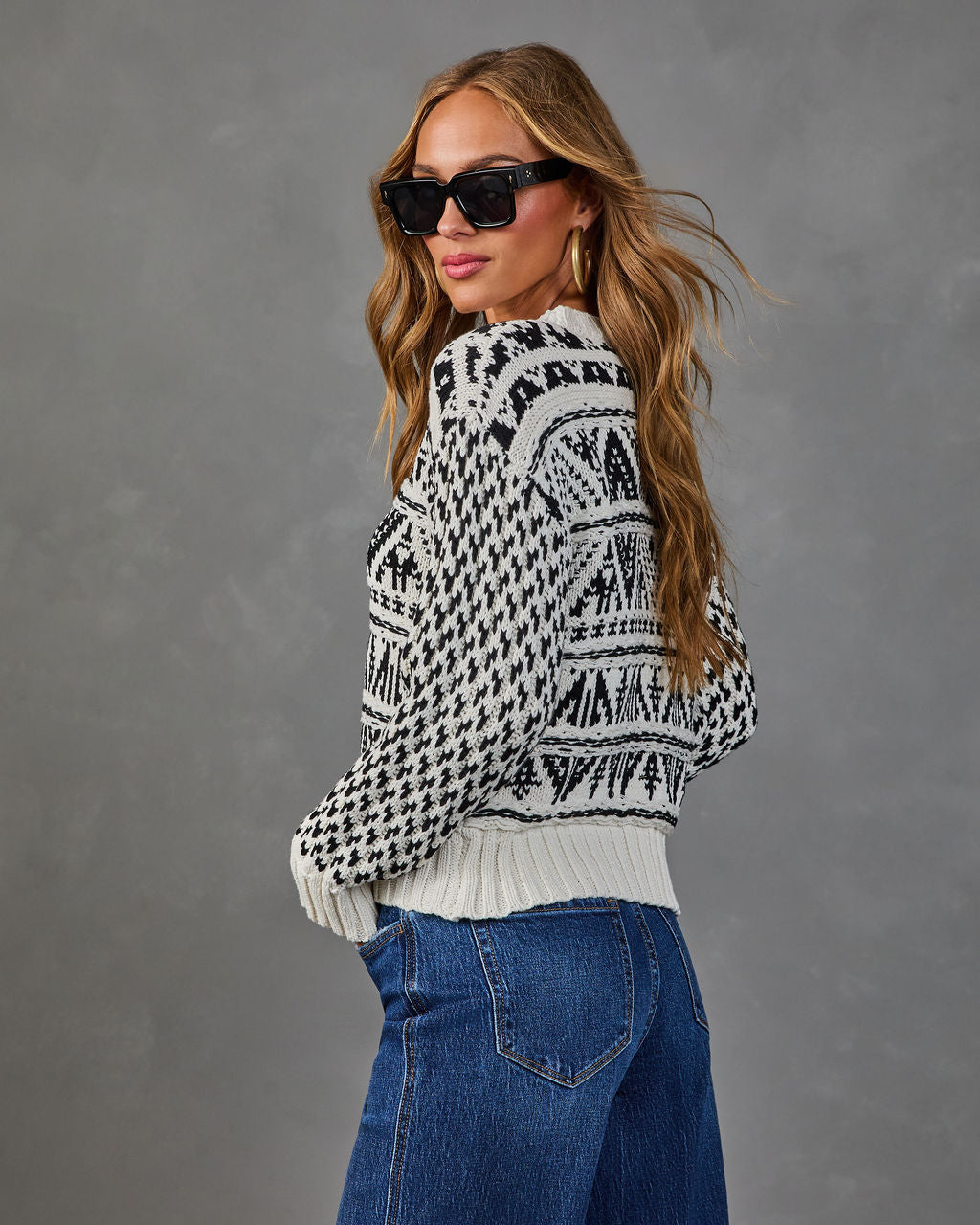 Chilly Mornings Knit Aztec Print Sweater