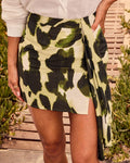 Celesta Animal Print Wrap Tie Mini Skirt