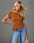 Styled to Stay Ribbed Knit Asymmetric Hem Top