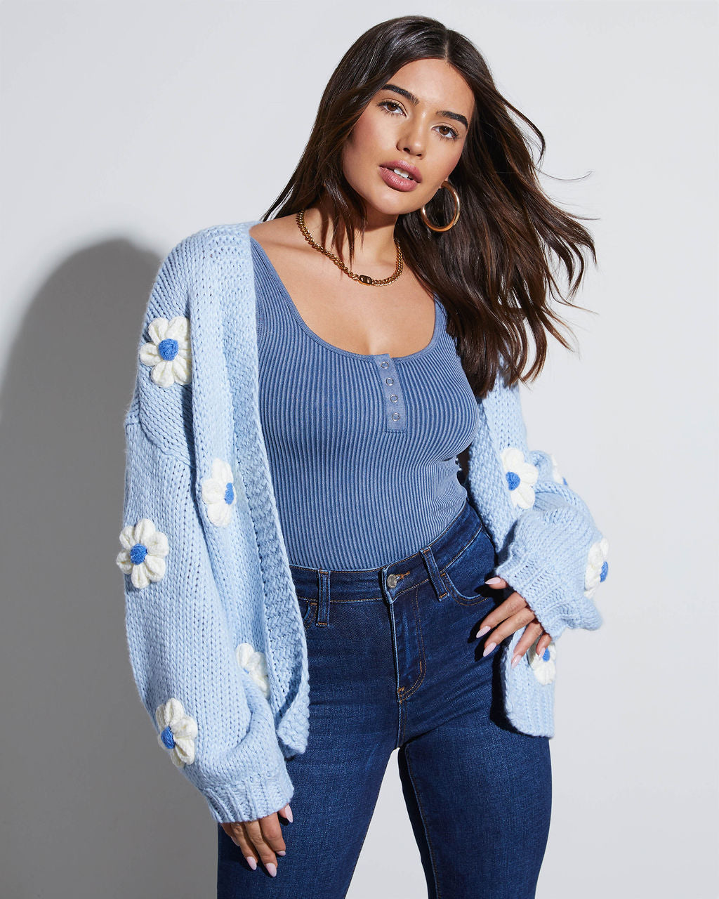 Fallen Daisy Oversized Knit Cardigan